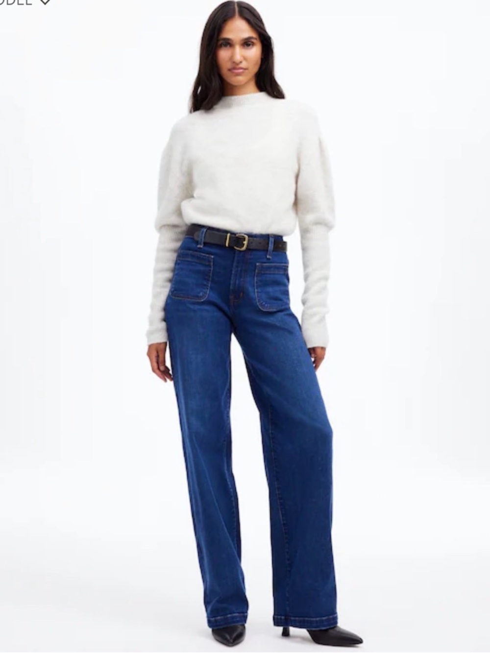 Madewell The Emmett Wide-Leg Full Length Jean: Patch Pocket Edition